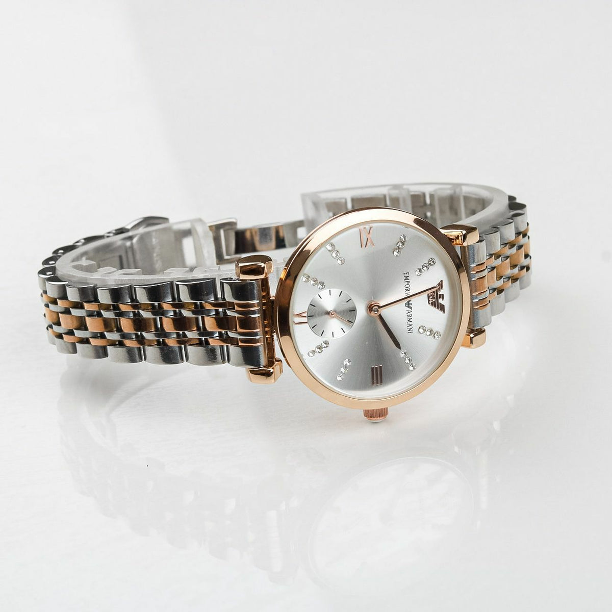 Emporio Armani Silver gold chain women's watch