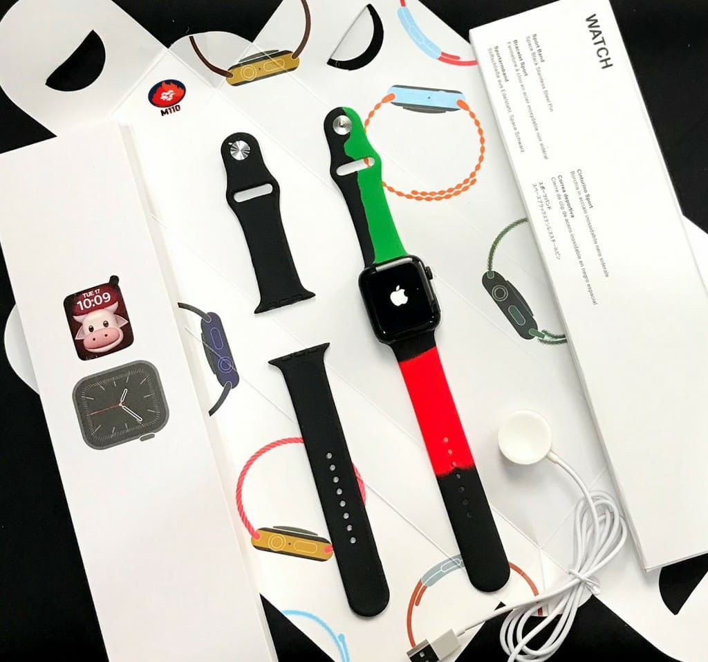 Apple i watch swreis 7 on/off apple logo with colourful belt