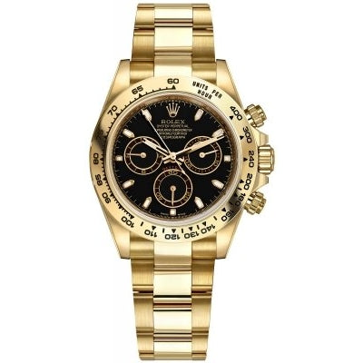 Rolex Cosmograph Daytona Automatic Black dial with gold chain Men's Watch