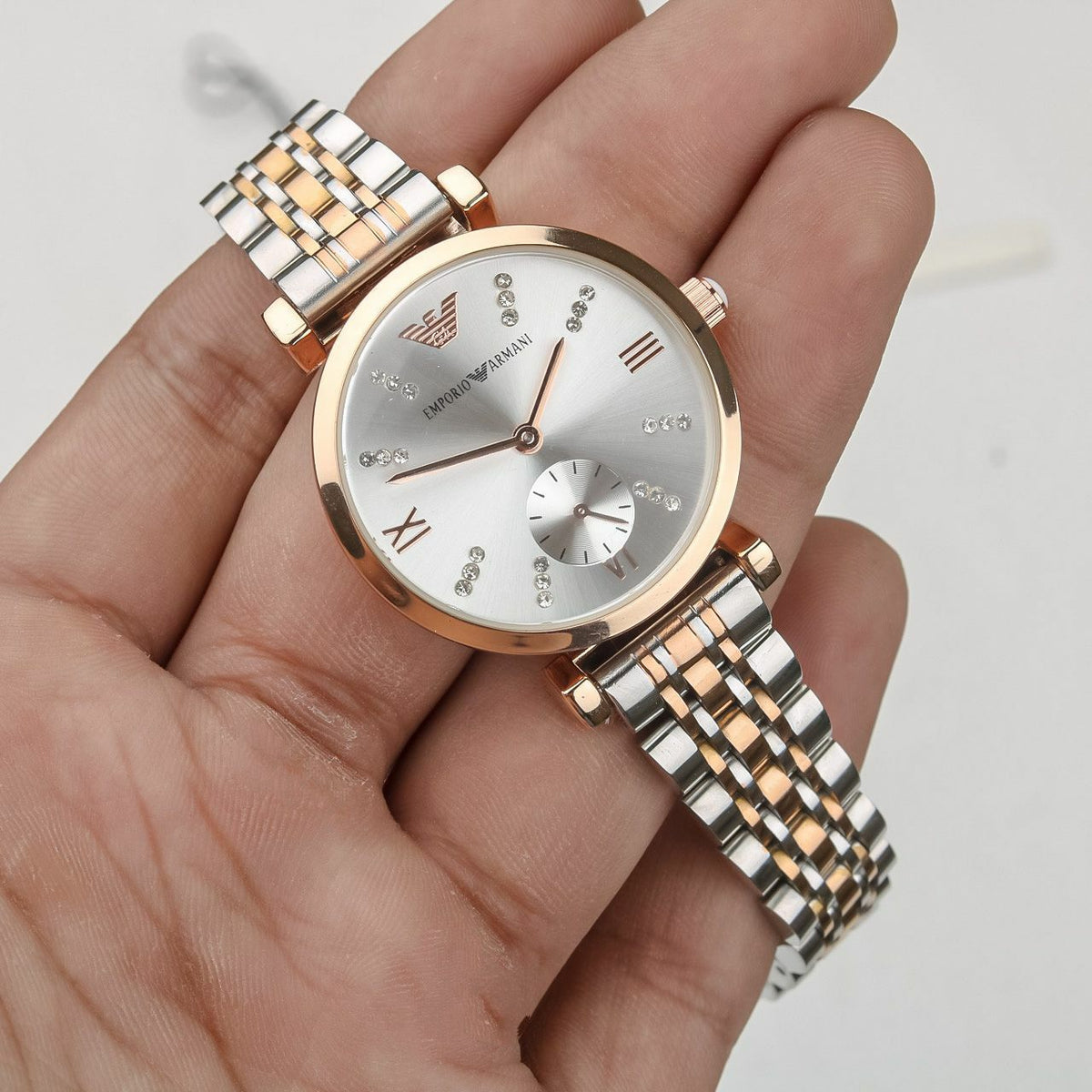 Emporio Armani Silver gold chain women's watch