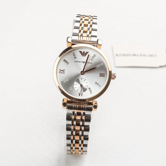 Emporio Armani Silver gold chain women's watch