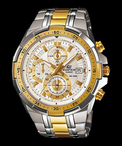 Edifice Casio ERF 539 Gold dial stainless steel men's watch
