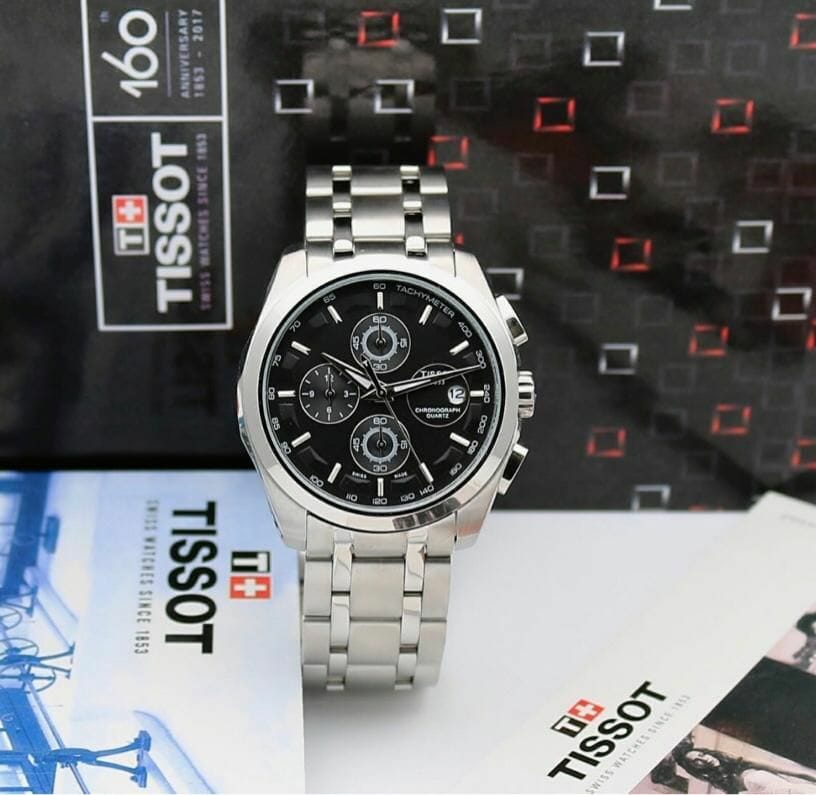 Tissot black dial stainless steel men's analog watch