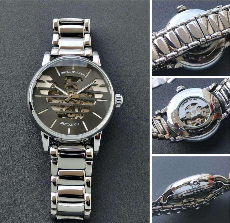 Emporio Armani Grey dial stainless steel automatic watch