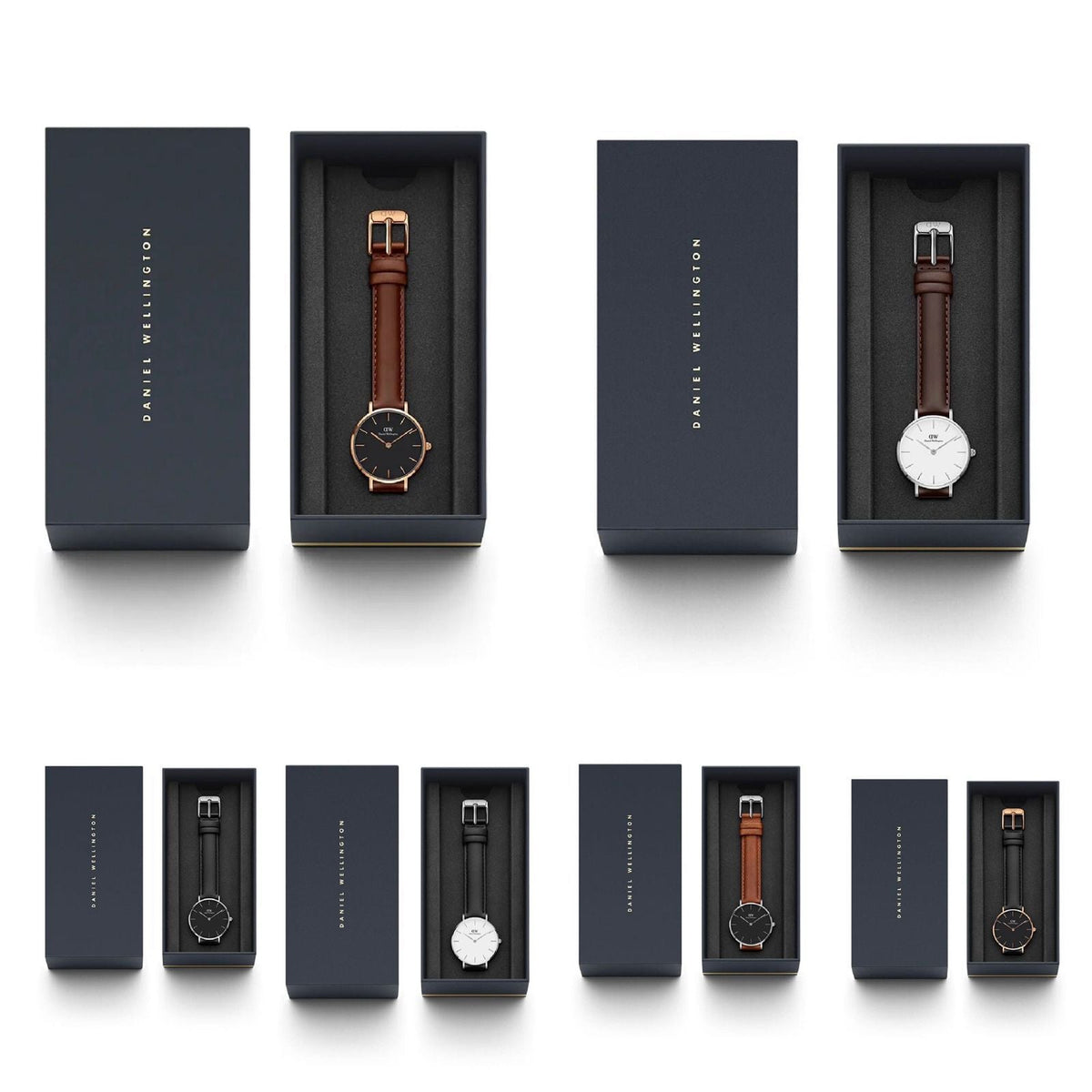 Daniel Wellington brown leather belt black dial watch for ladies