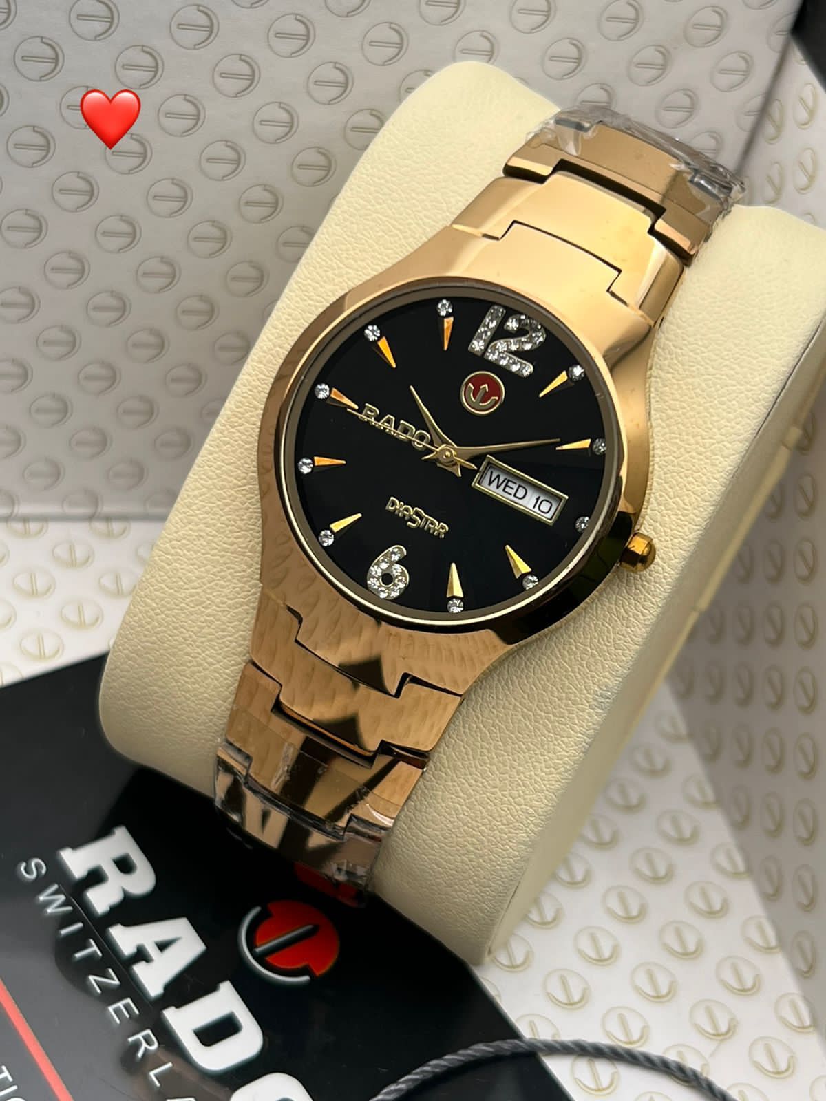 Rado jublie collection black dial gold chain men's watch