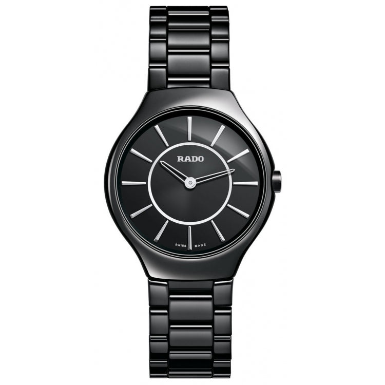 Rado True thinline Jubile collection Black dial ceramic men's watch
