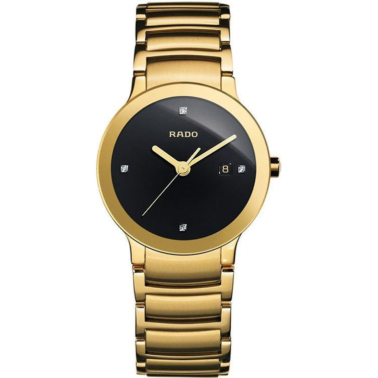 Rado Ceramic Black dial gold chain men's watch