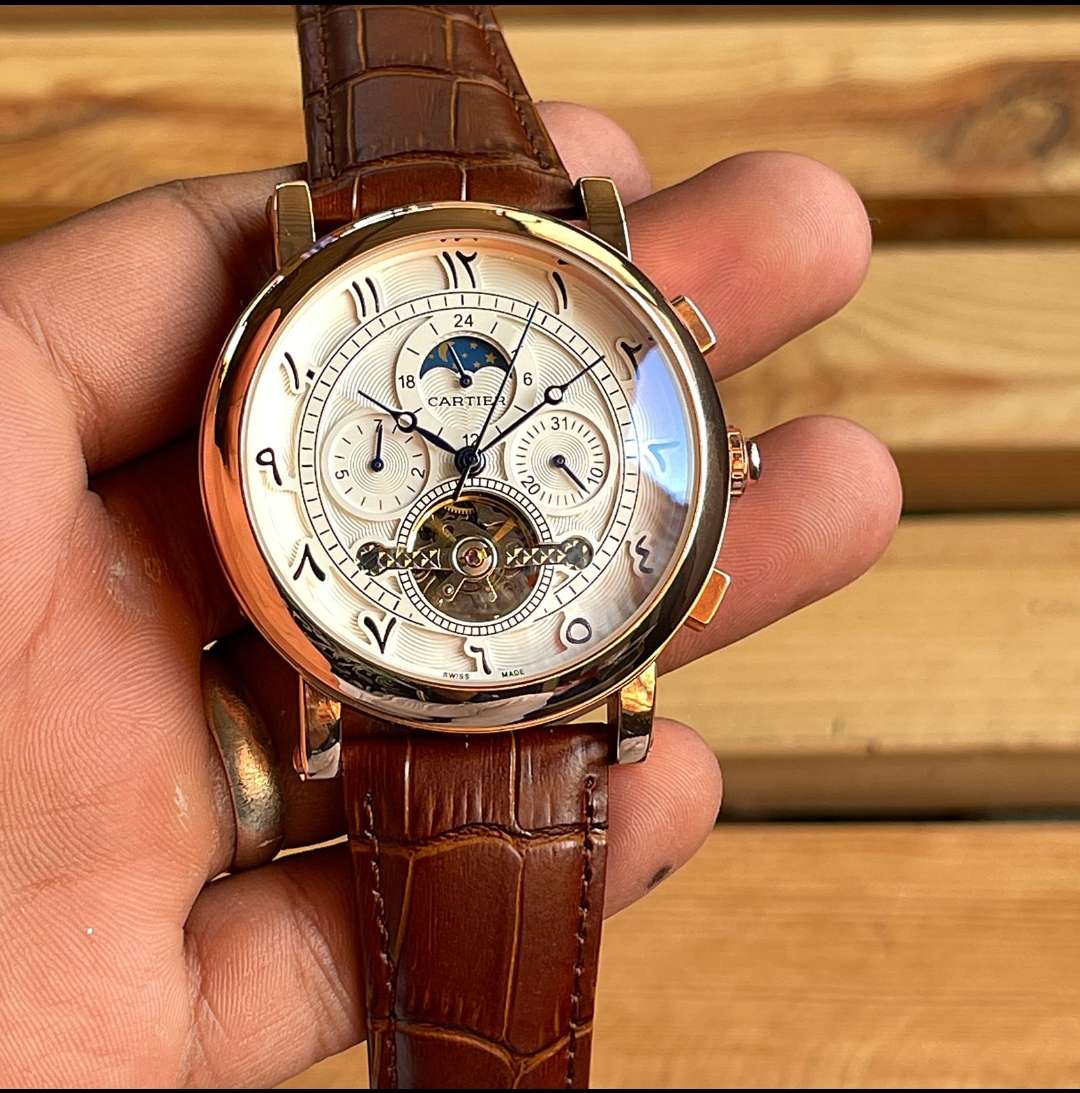 Cartier Arabic Tourbillion Classic Leather Belt watch for men's