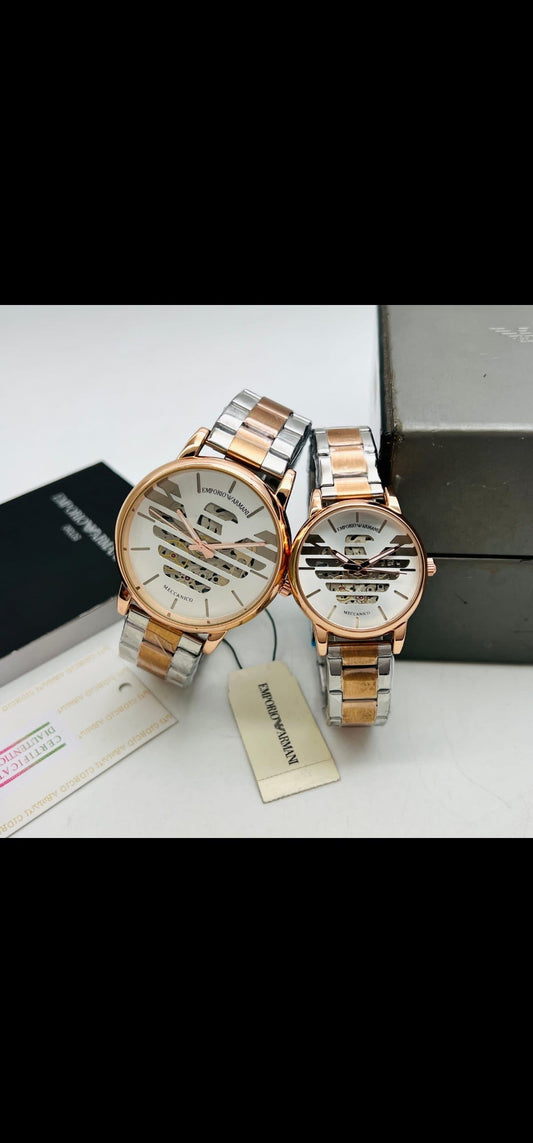 Armani silver gold chain couple watches
