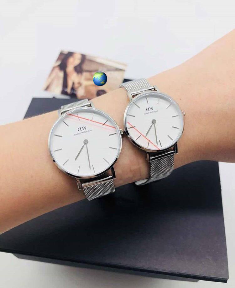 Daniel Wellington silver chain couple watches