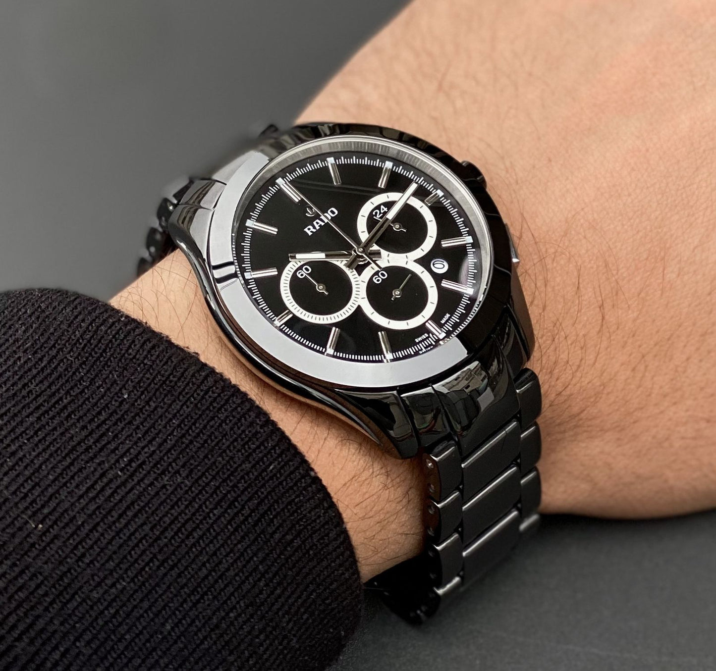 Rado hypercrome ceramic black belt for mens