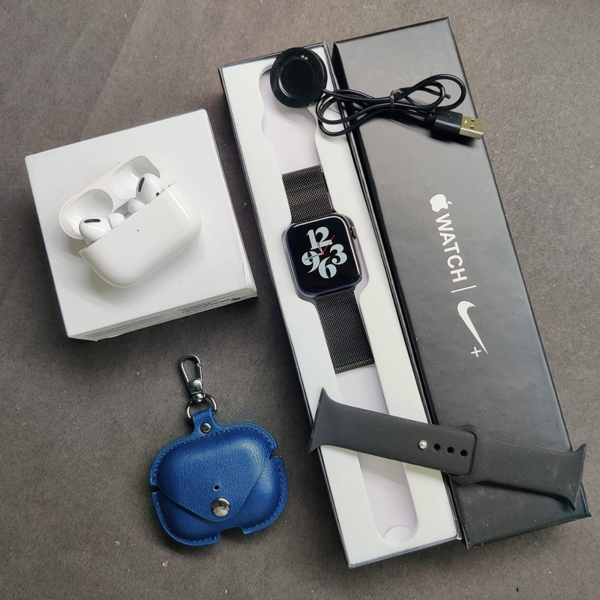 Apple iWatch series 6 full screen and Airpod pro