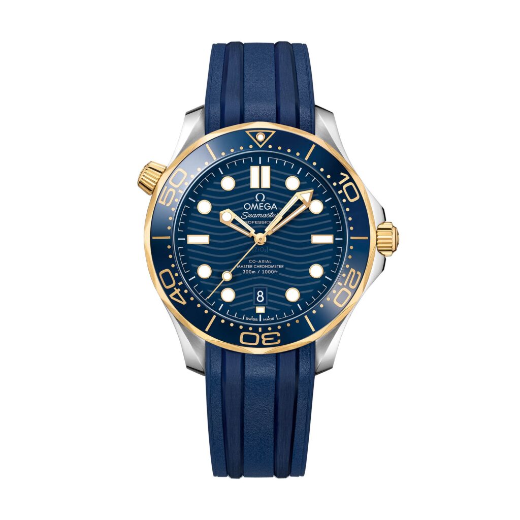 Omega Seamaster 300M Diver 42mm Watch with Blue Dial Two Tone