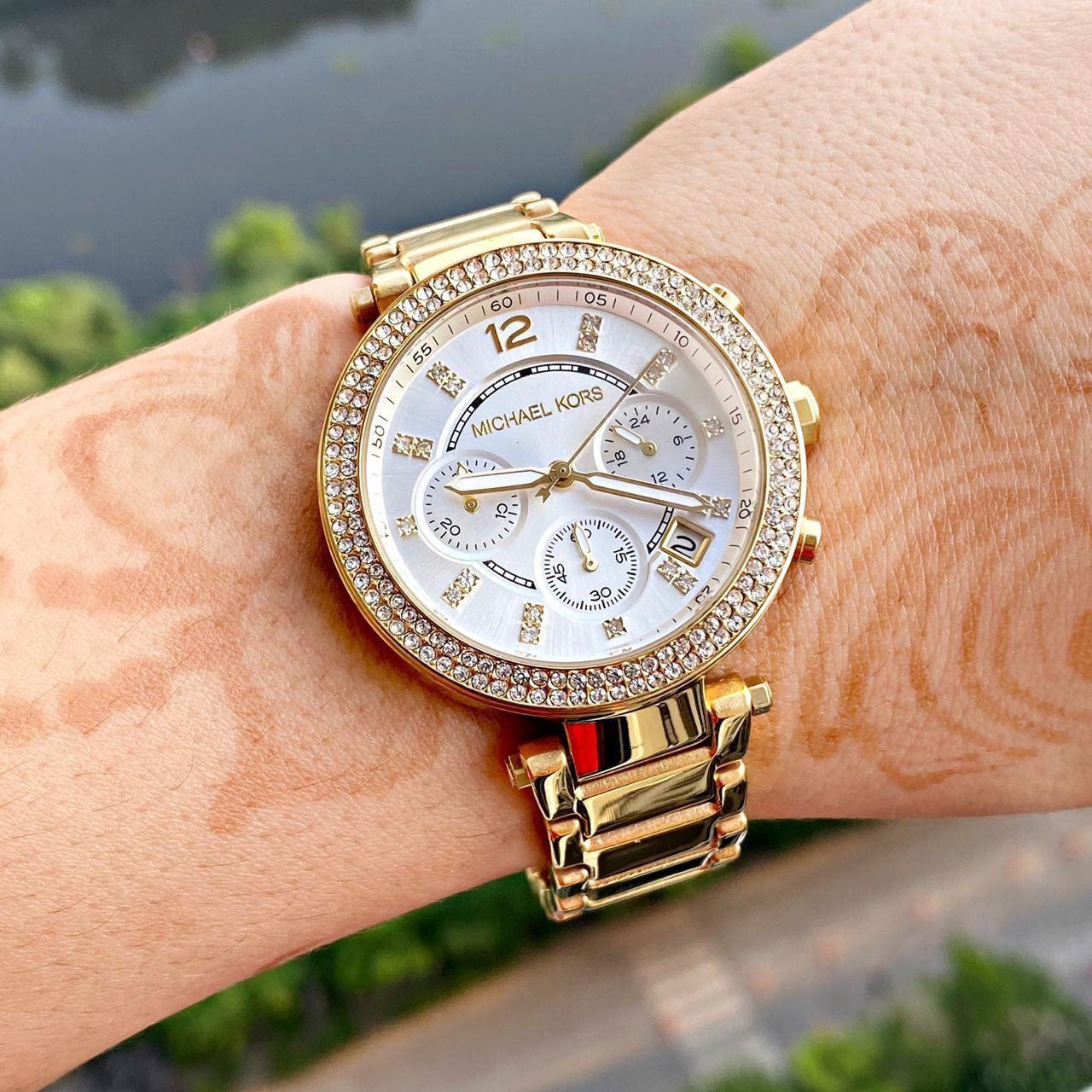 Michael Kors MK5354 White Dial gold chain women's watch