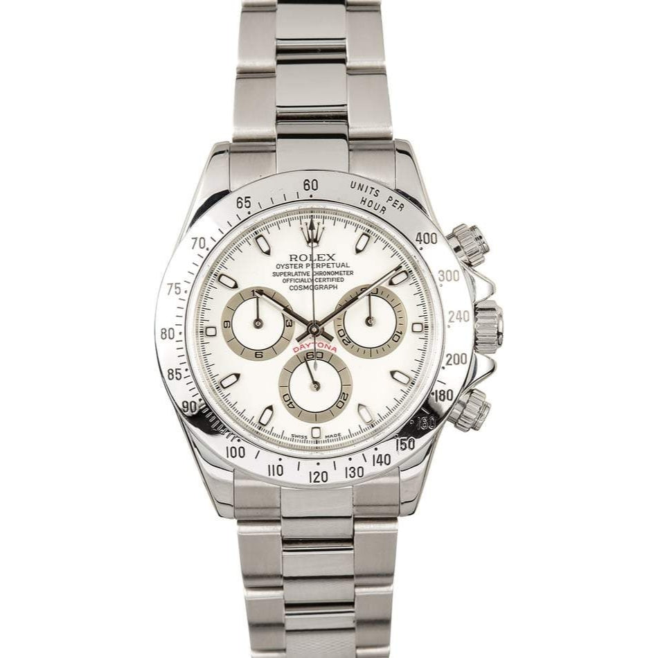 Rolex Daytona Automatic 116520 White dial with silver chain men's watch