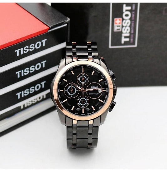 Tissot black chain stainless steel men's watch